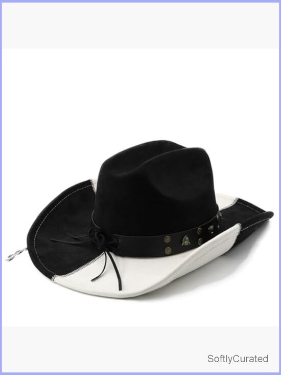 Wide Brim Cowboy Hat with Chinstrap Western Cowgirl Hat for Party main image 6